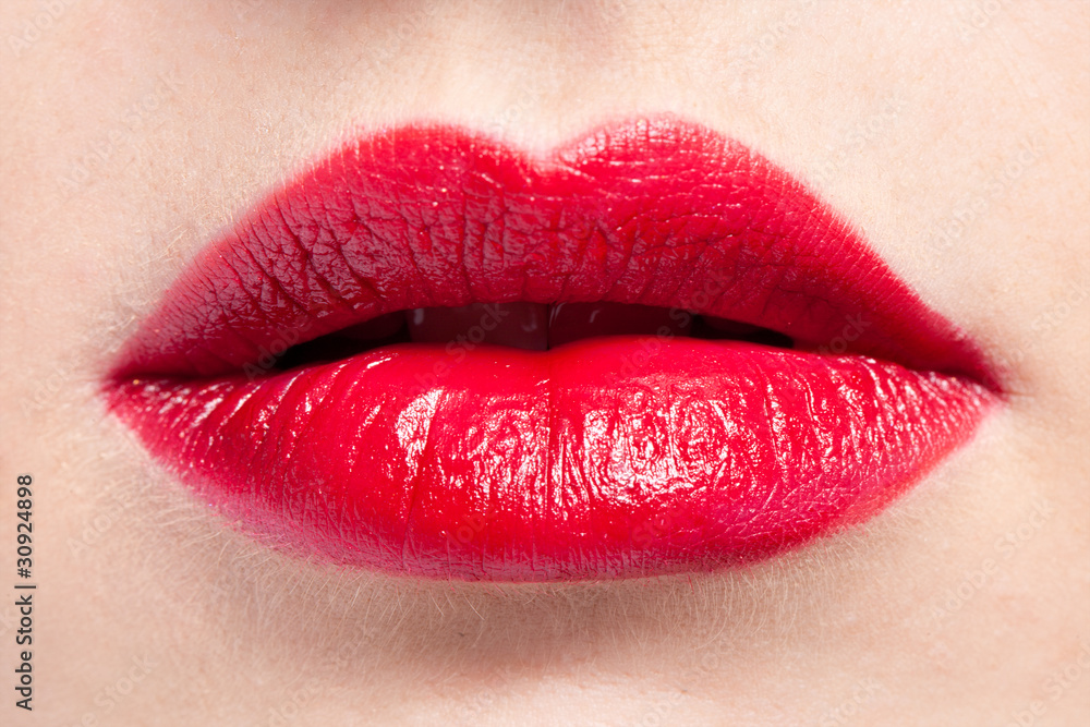 Fototapeta premium Red lips close-up