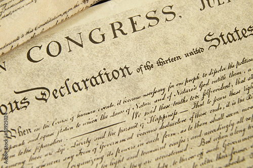 Fototapet Replica of the U.S. Declaration of Independence, closeup