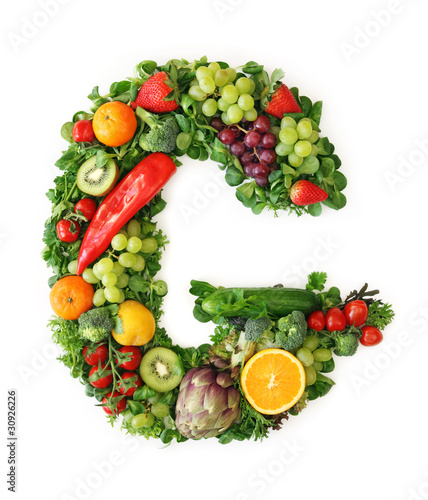 Fruit and vegetable alphabet - letter G