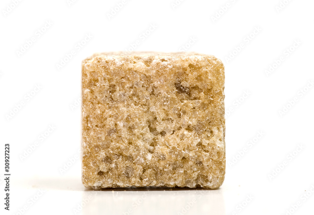 Macro shot of brown sugar cube