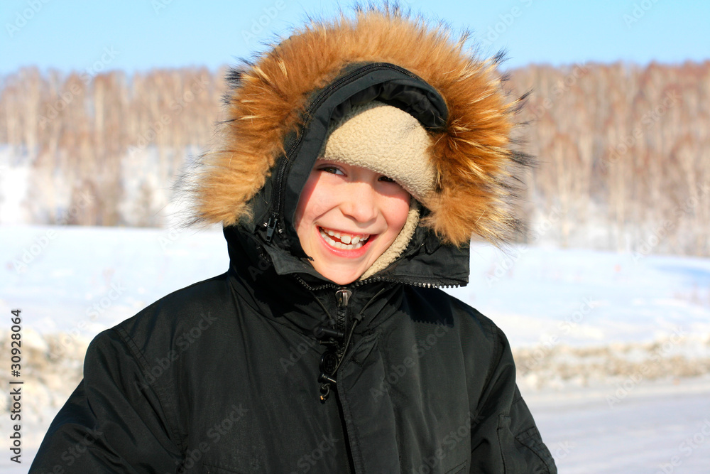 happy boy in winter portrait outdoor happy boy in winter portrait outdoor
