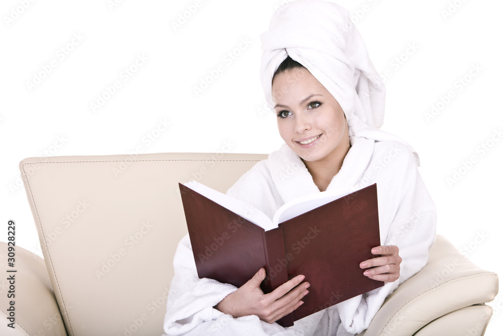 Beautiful girl read book at home. Beautiful girl read book at home.
