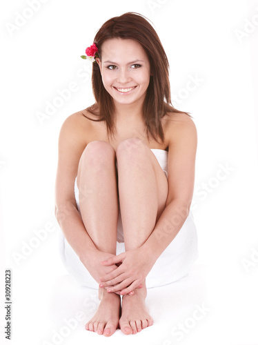 Beautiful young woman in spa. photo