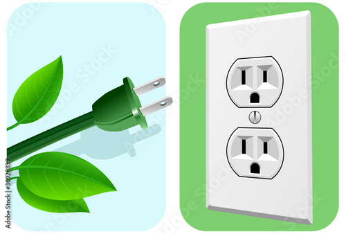 Clean energy plug, wall socket electricity