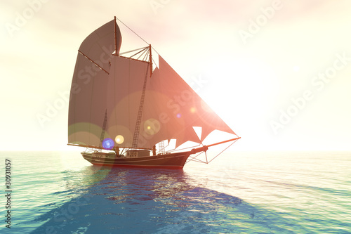Quadro su tela Lake Schooner