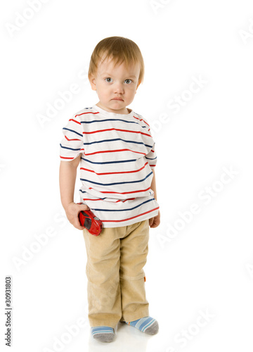 Boy holding toy
