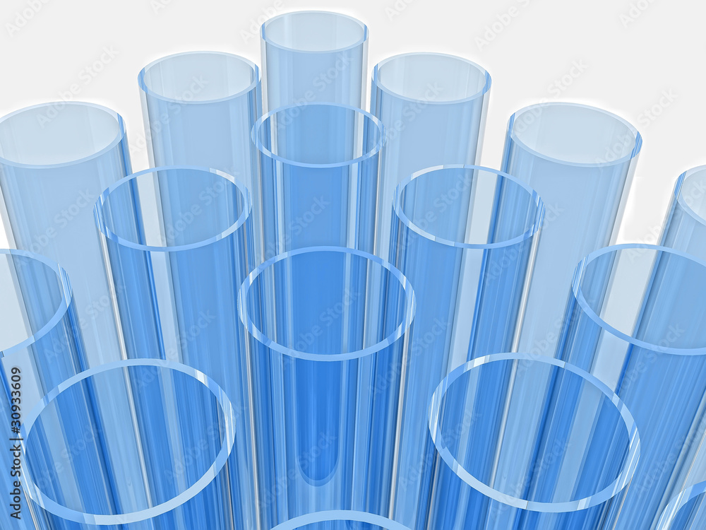 light blue test tubes on white background light blue test tubes on white background
