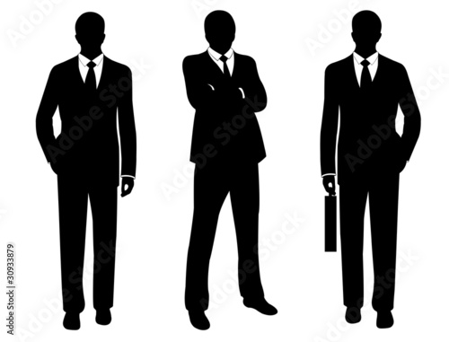 businessmen in suit silhouette isolated on white