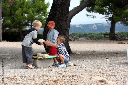 Children play market outside