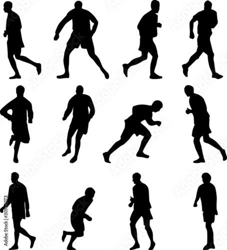set of soccer player collection silhouette vector