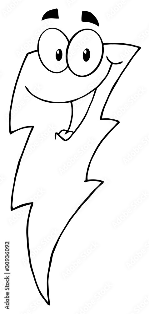 Outlined Happy Lightning Mascot Cartoon Character Outlined Happy Lightning Mascot Cartoon Character