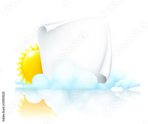 Paper frame in clouds