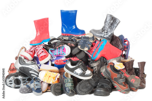 Pile of childrens old shoes #3 | Isolated