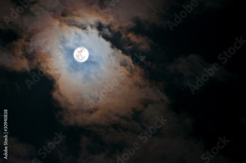 Super Full Moon in Clouds