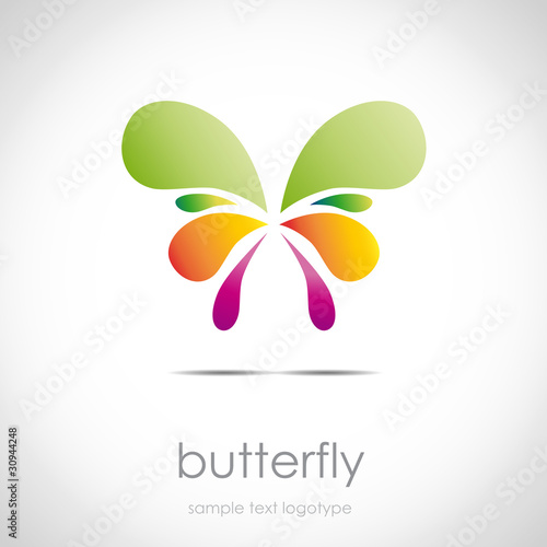 Logo butterfly in drops with a color gradient # Vector