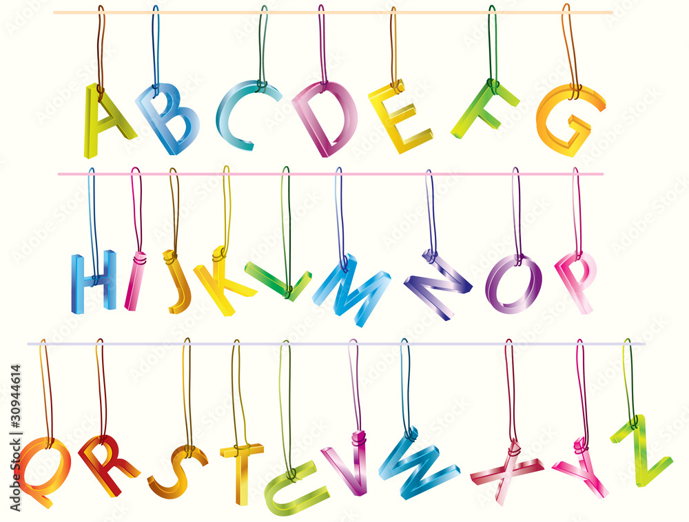 Сute 3d alphabet (caps) on the strings Сute 3d alphabet (caps) on the strings