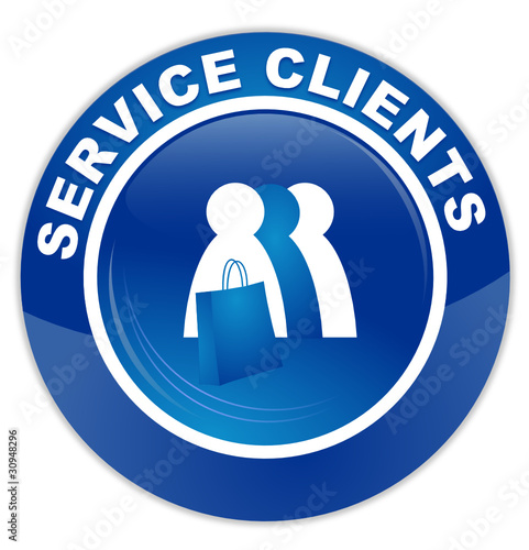 service clients sur bouton rond bleu