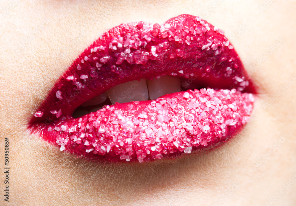 Obraz premium Shugar red lips close-up