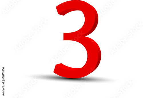 le chiffre 3 en 3d