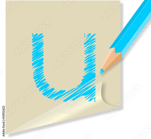 Post it con lettera U, in vettoriale