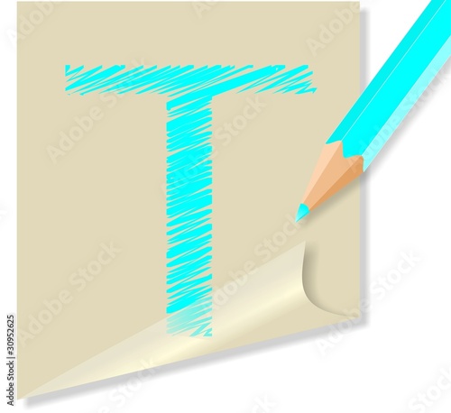 Post it con lettera T, in vettoriale