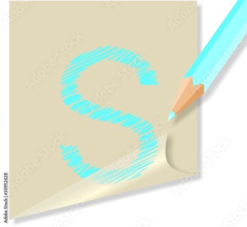 Post it con lettera S, in vettoriale