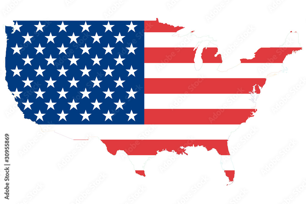 USA map background with flag.