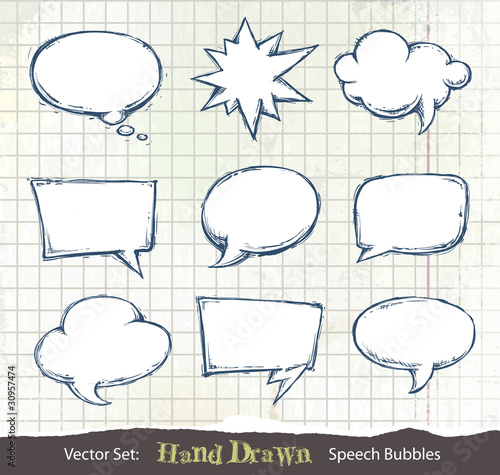 Set of hand-drawn speech bubbles