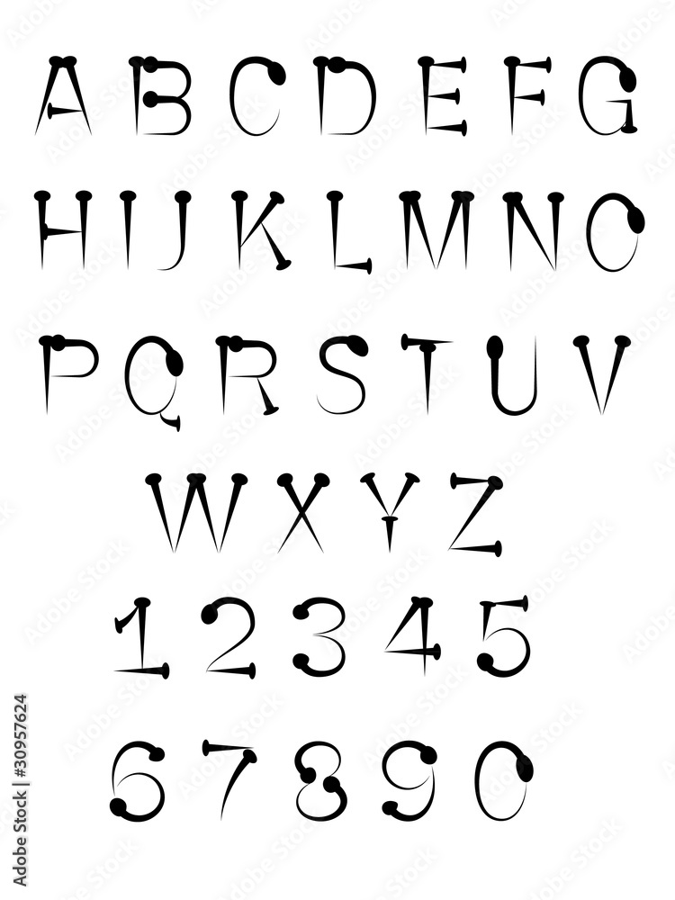 nail tack alphabet ABC font nail tack alphabet ABC font