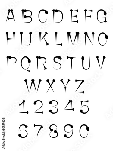 nail tack alphabet ABC font