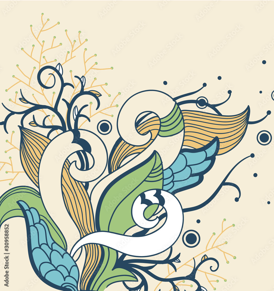 Obraz premium vector floral background with fantasy plants