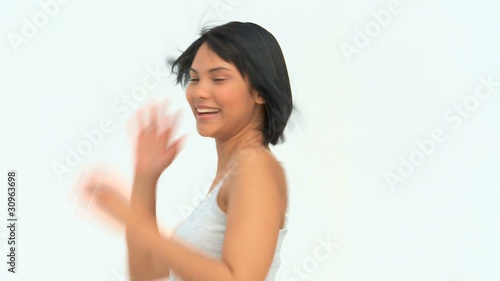 Happy asian woman looking at the camera