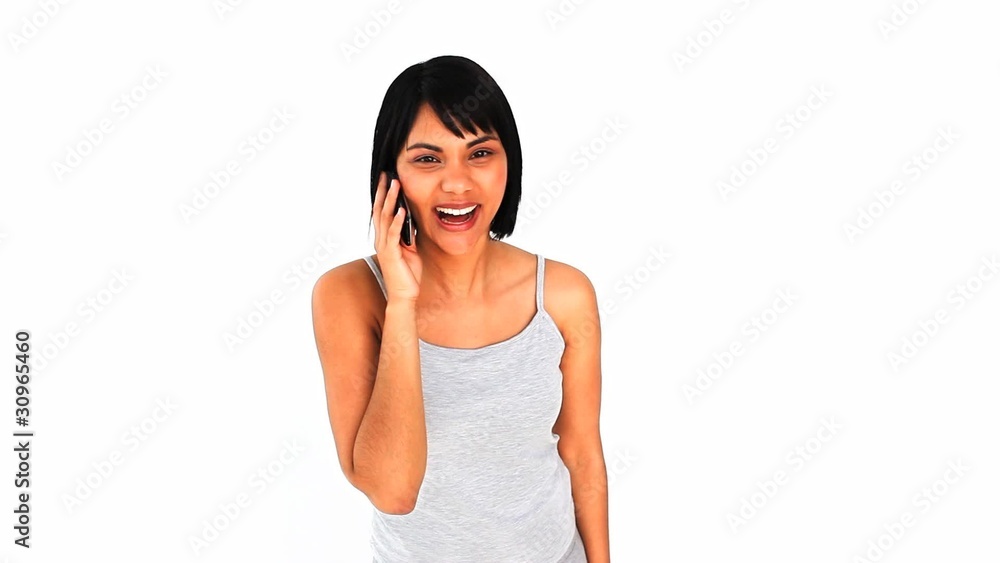 Casual asian woman speaking on the phone