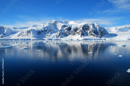 antarctic landscape, blue skies