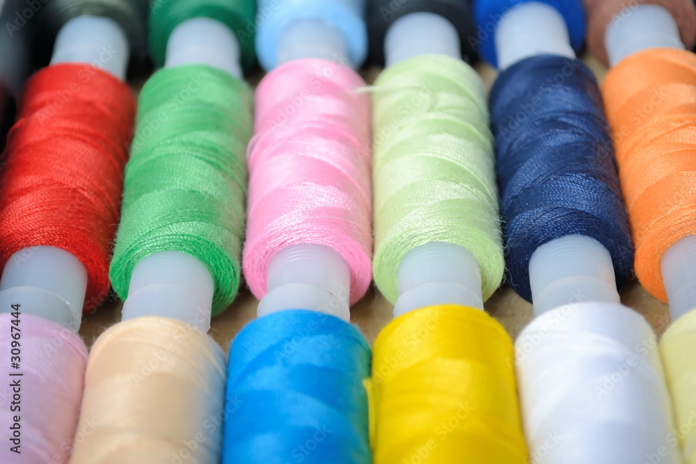 Multi-coloured threads for embroidery Multi-coloured threads for embroidery