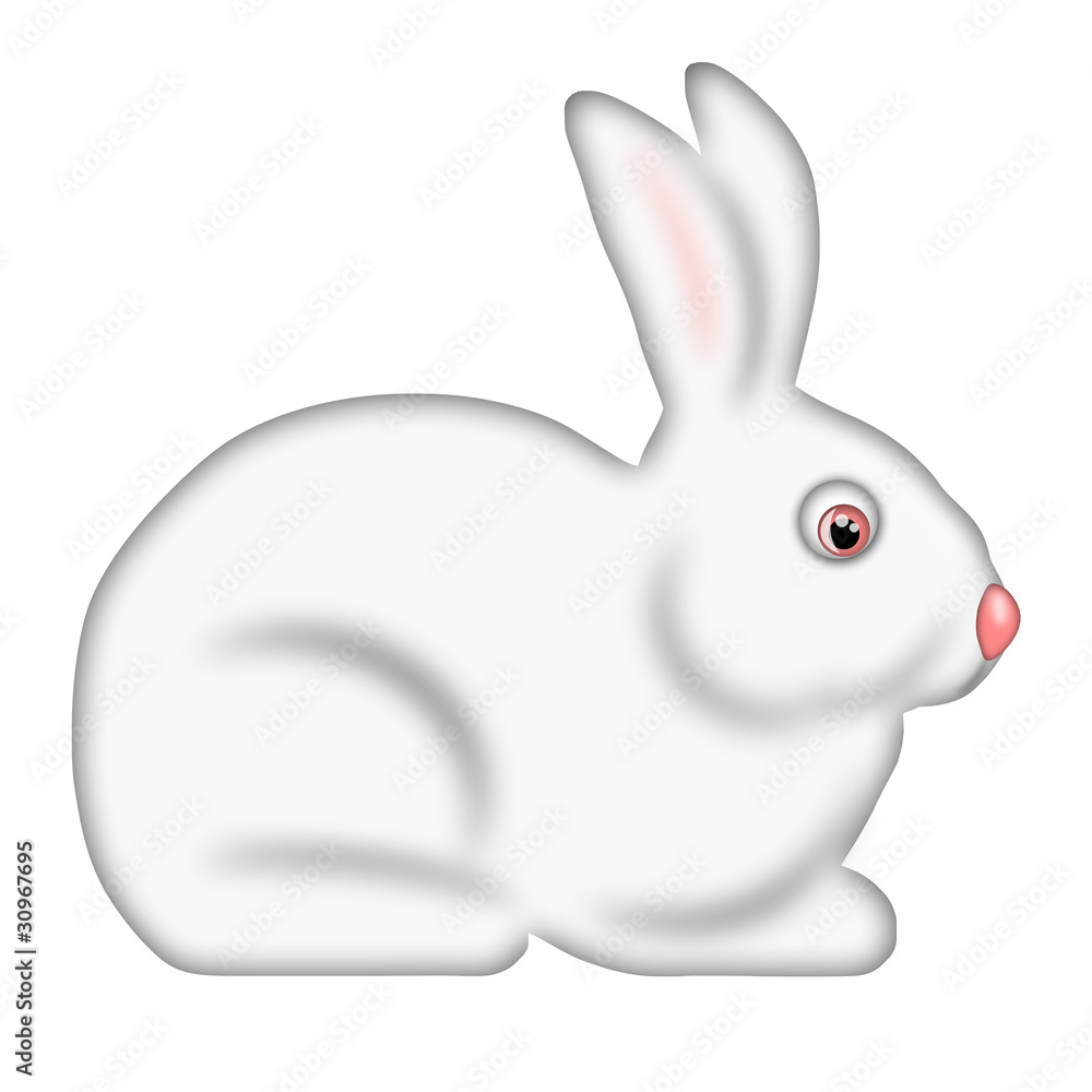 Fototapeta premium White Easter Bunny Side View Isolated White Background
