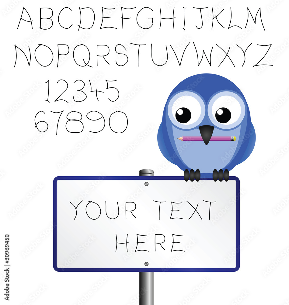 Sign and alphabet copy space for own text