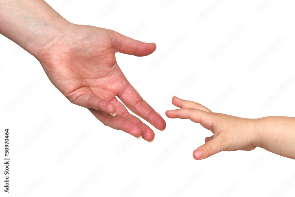 two hands, mother reaching for son