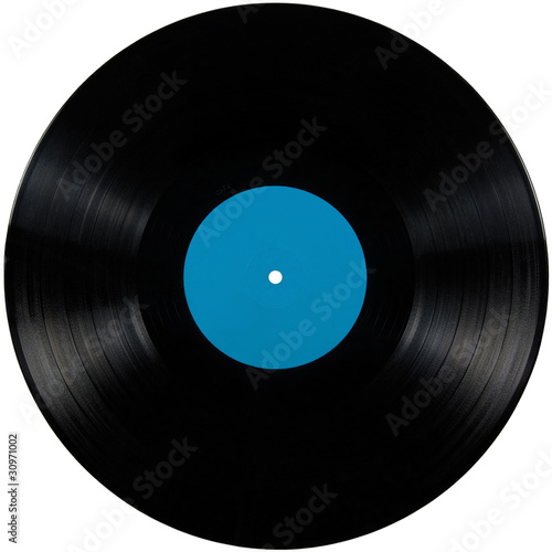 Black vinyl lp album disc isolated long play disk blank cyan