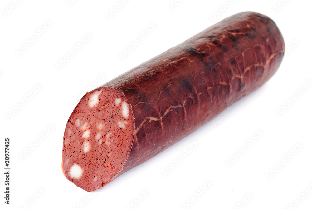 Meat product. Sausage isolation on white background Meat product. Sausage isolation on white background