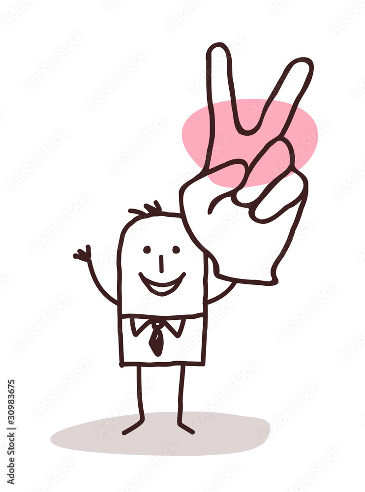 businessman with victory sign businessman with victory sign