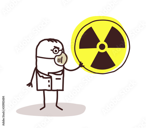 scientist with mask and radioactivity