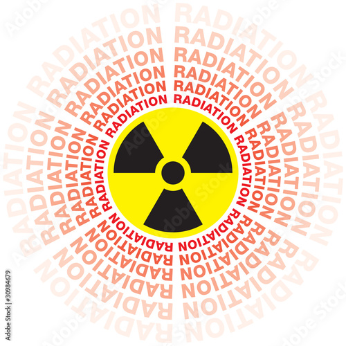 Nuclear fallout symbol with spreading radiation