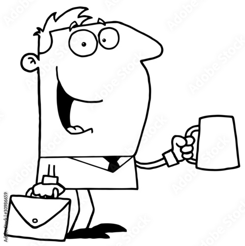 Outlined Business Man With Coffee