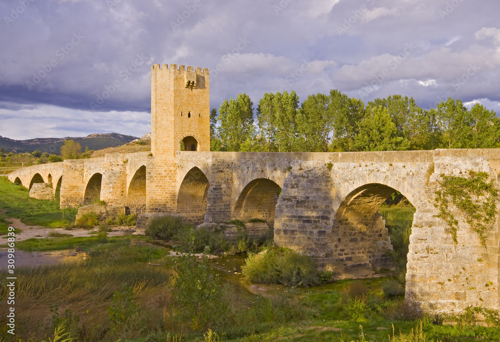 Frias medieval bridge, is of Roman origin, Spain