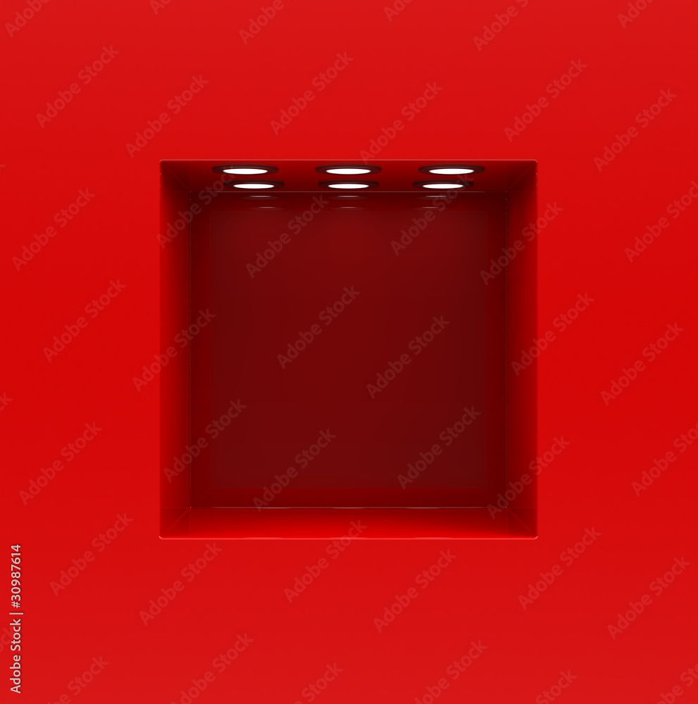 Rote Showbox mit Beleuchtung Rote Showbox mit Beleuchtung