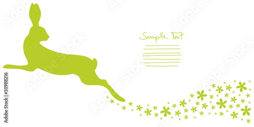 Bunny Jumping Looking Back & Flower Swirl Green