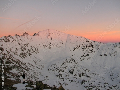 Winter landscape in the mountains  - sunset colors
