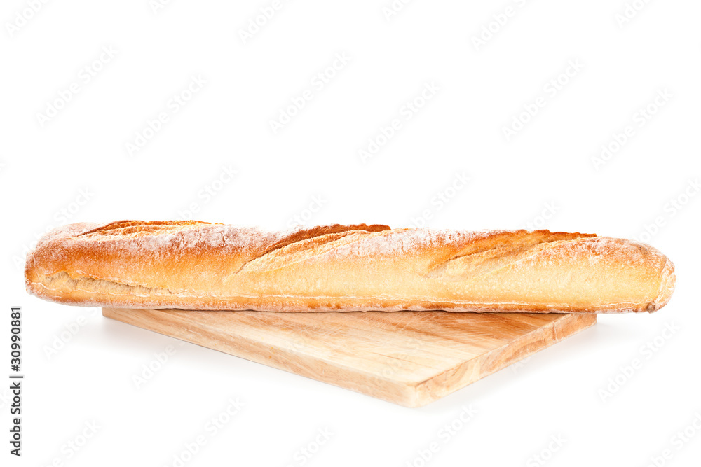 baguette on the wooden board