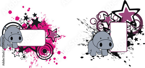 hippo baby cartoon copyspace